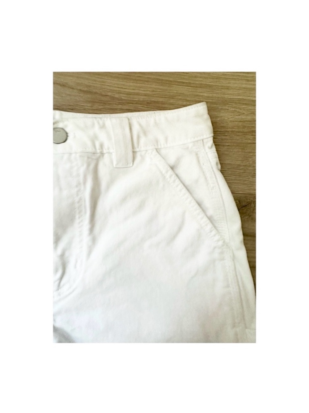 Aritzia White Frayed-Hem Denim Utility Shorts - Picture 2 of 5